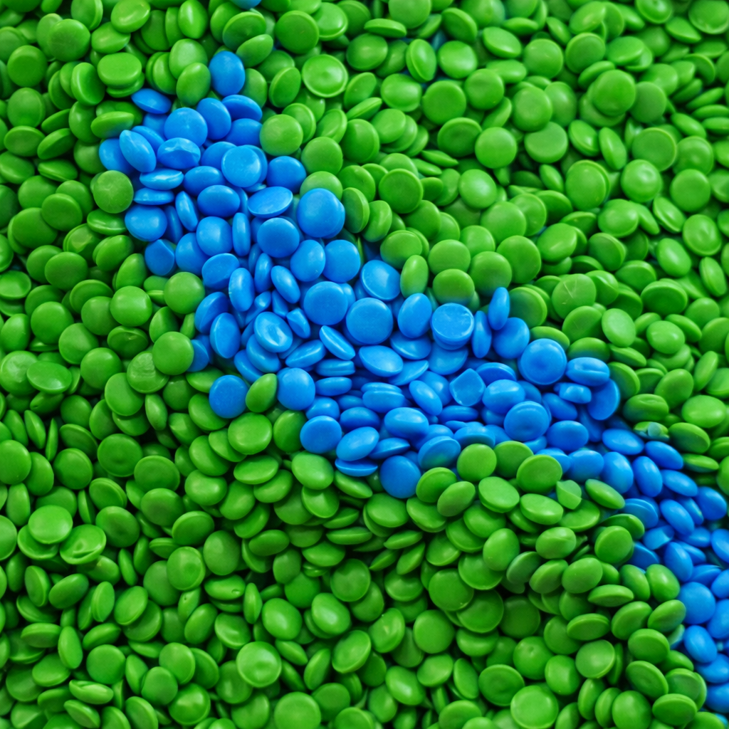 Produkcja specjalna – zielony i niebieski Regranulat zielony i niebieski - Green Koltex